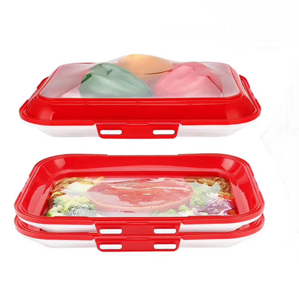Bandeja rectangular para conservar alimentos YB-210A, PP y película de TPU