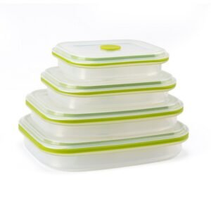 Recipiente plegable rectangular de silicona para alimentos
