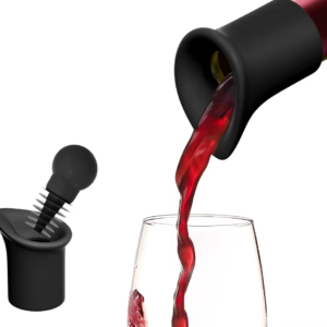 Tapón y vertedor 2 en 1 de silicona para botellas de vino